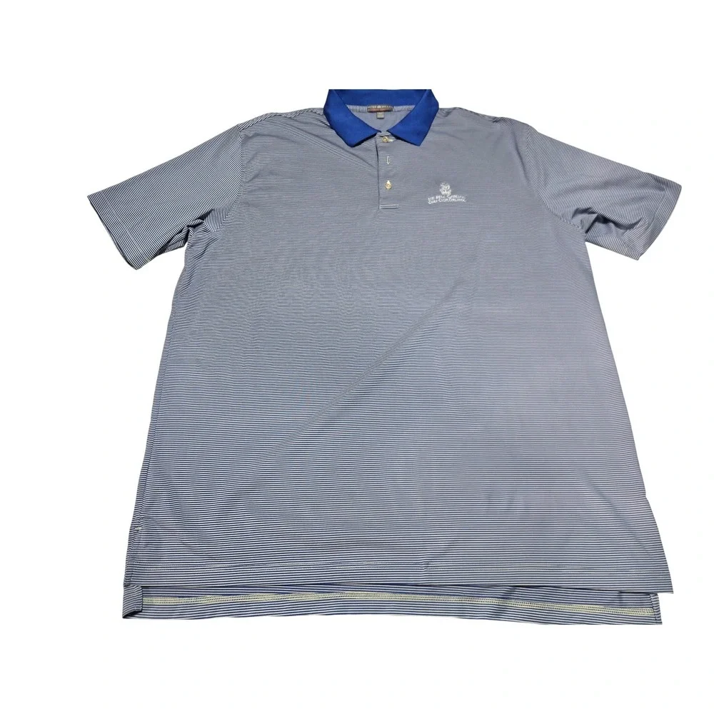 Peter Millar Summer Comfort Golf Polo Shirt Mens XL Blue Stripe‎ Carlton Club